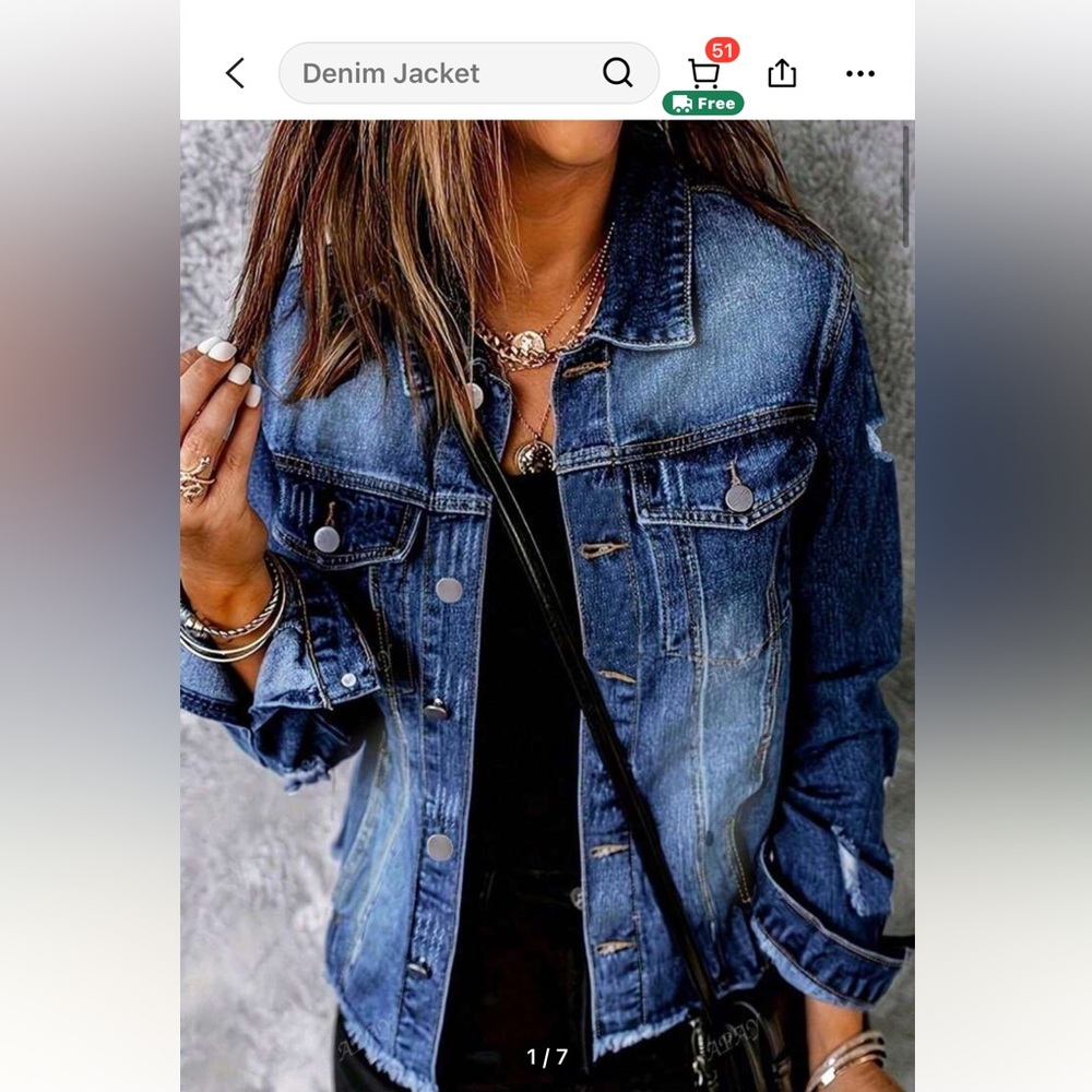 NWT SHEIN distressed denim jacket